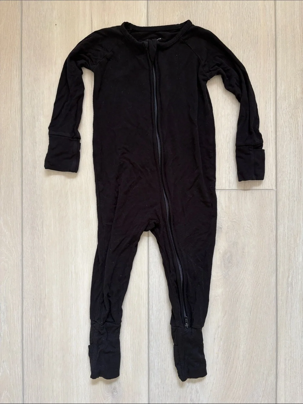 Little Sleepies Black Long-Sleeve Footed One-Piece